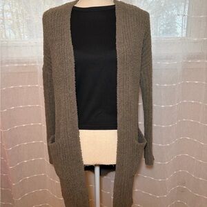 Pink Rose Taupe Open Front Cardigan